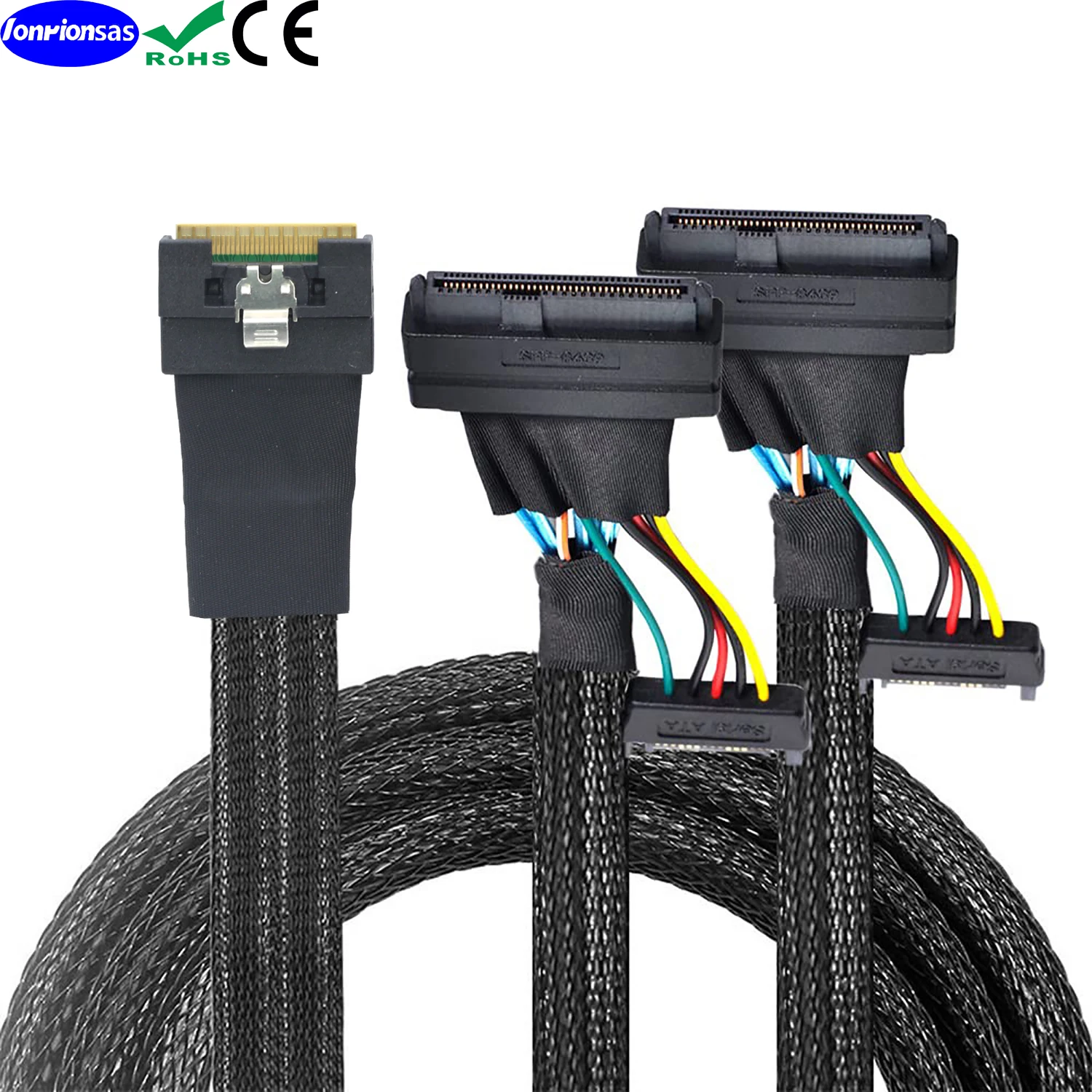 Kabel PCI-E Slimline SAS All Inclusive Scoop-Proof SFF-8654 8i do 2X SFF-8639 U.2 U2 z zasilaniem 15P SATA NVME SSD — zdjęcie produktu 6