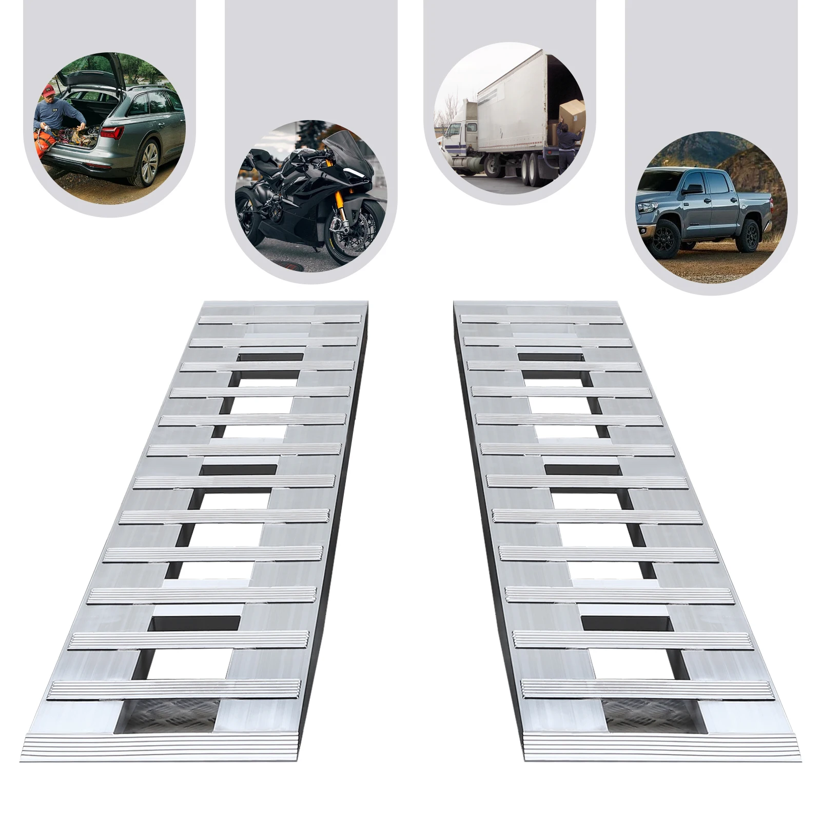 2pcs Aluminum Trailer Ramps 72*15in 3.08t/ 6800lbs Truck Car Auto Trailer Ramps Unloading Ramps for Motorcycles Bicycles Dirt B