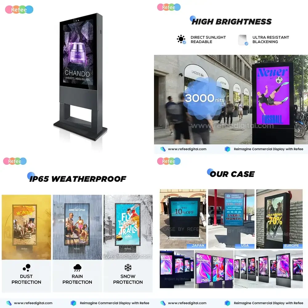 

Free Standing High Brightness 3000nits Outdoor LCD Advertising Display Digital Signage Screen