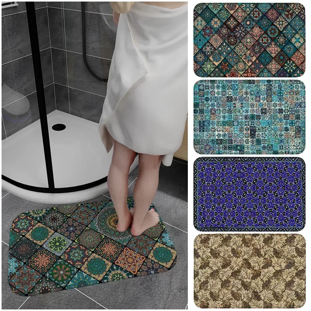

Ethnic Style Patterns Bath Mat Nordic Style Home Doormat Bathroom-Toilet Mats Bedroom Welcome Doormat
