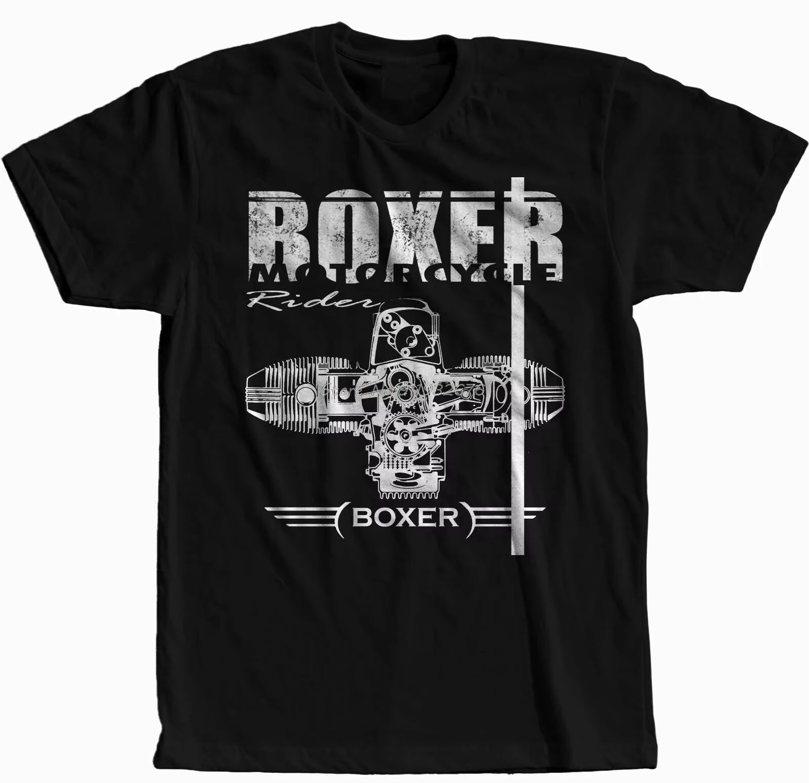 Motorcycle Boxer Rider Men Cotton TShirt Retro Graphic Vintage Grunge Casual Style