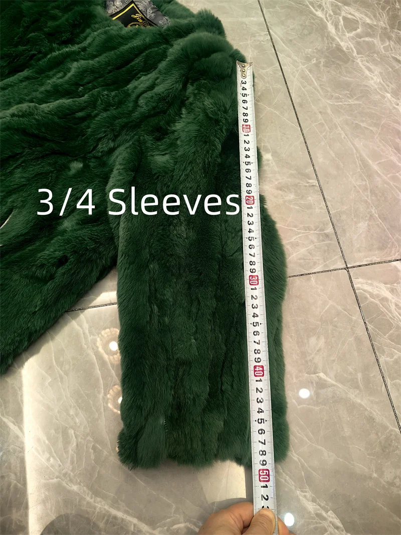 Cappotto in vera pelliccia di coniglio Donna Moda di lusso Maniche a 3/4 Giacca autunno inverno Pelle intera 2025 Pelliccia naturale femminile