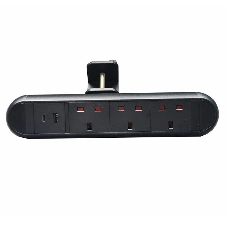 

Aluminum Alloy+ABS Removable Edge Mount Clamp on Table Outlet Multifunctional Desktop Power Socket with Type C
