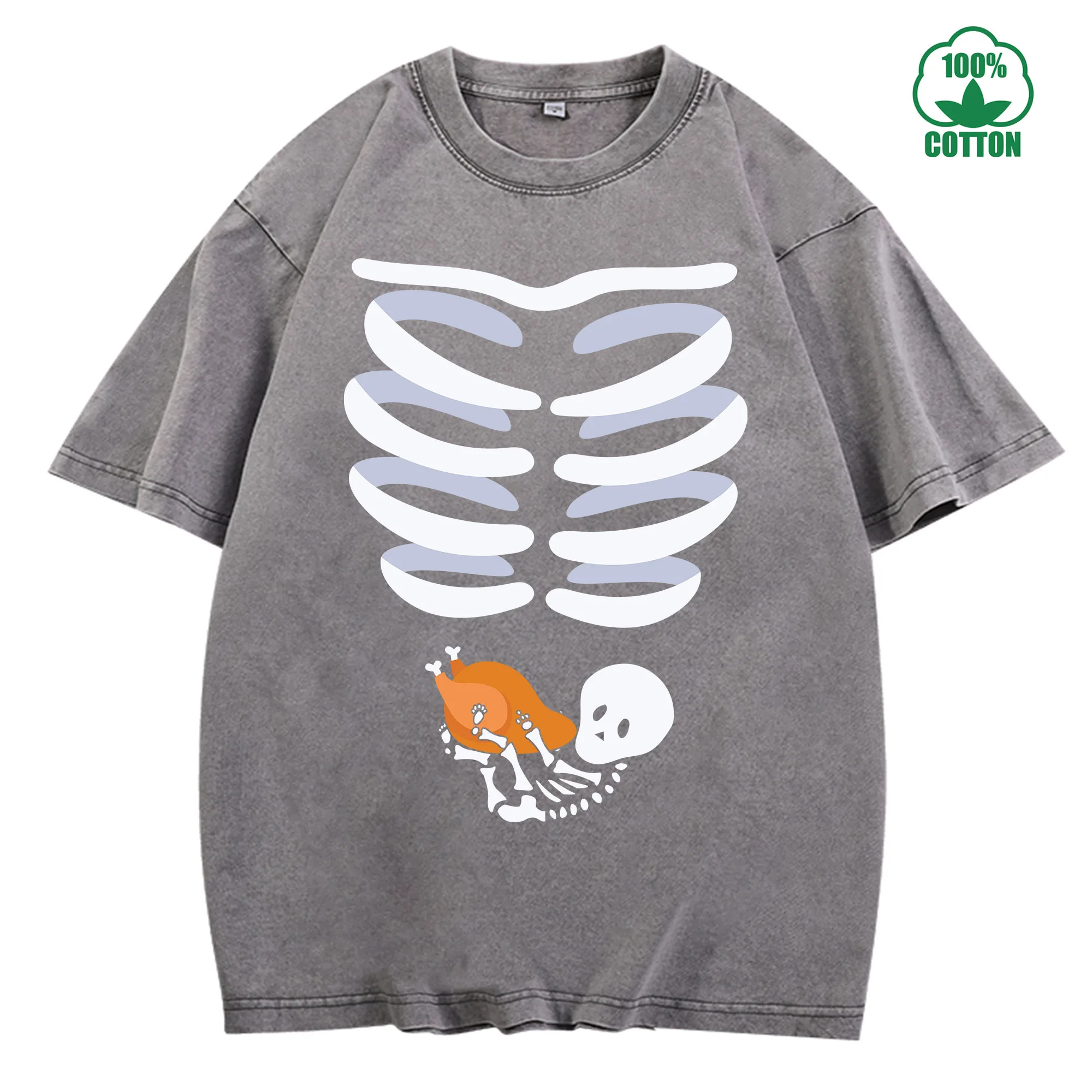 تي شيرت تركيا المعدة الكلاسيكي المغسول 230 جرام 100% قطن للجنسين مريح كبير الحجم ملابس الشارع #3