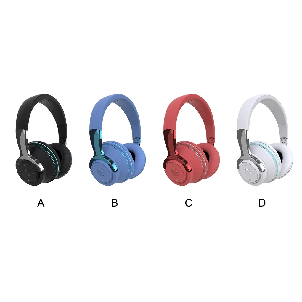 

RGB Wireless Headphones Foldable Noise Cancelling Headphone Microphone Earmuffs Universal Headset with LED Light