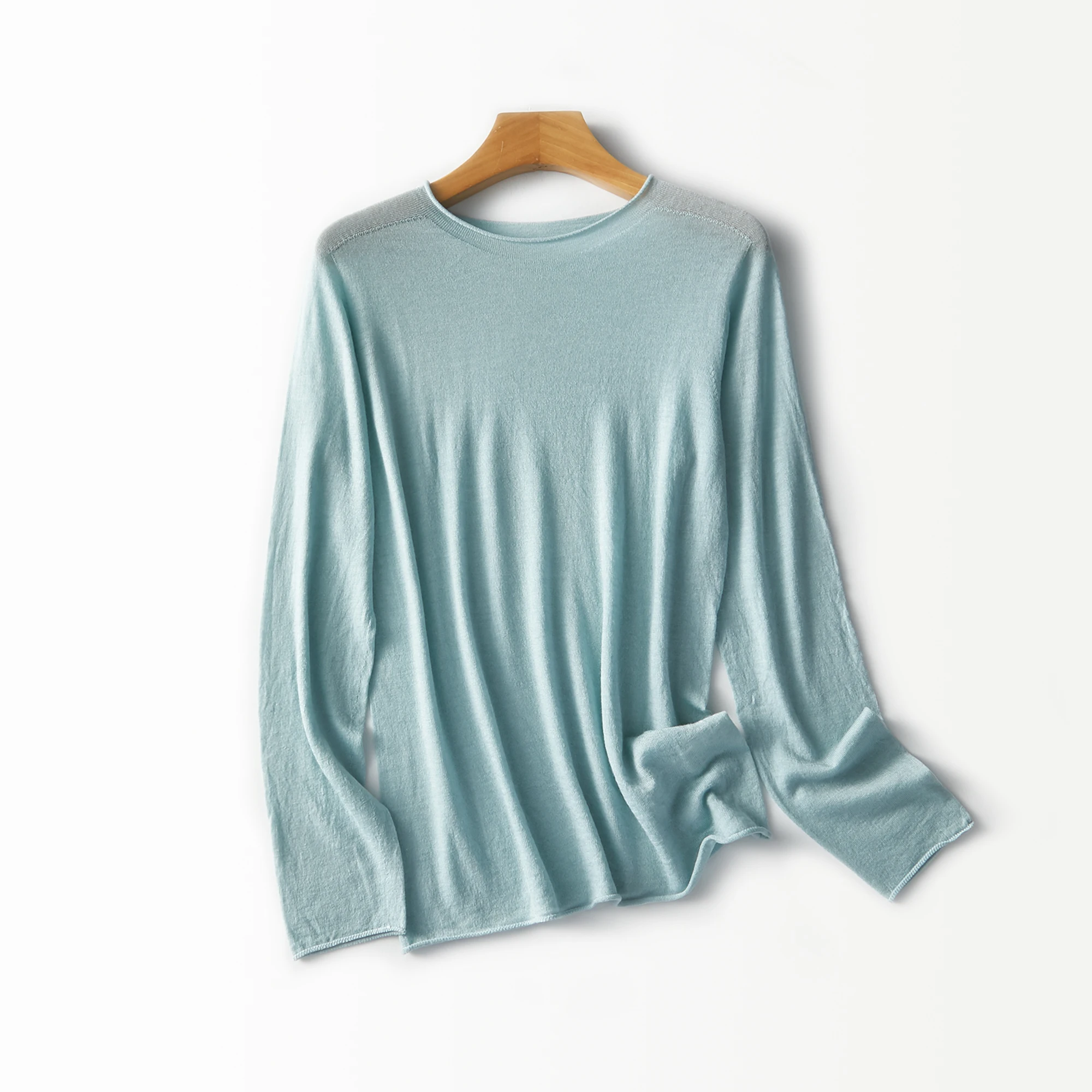 

Ультрамягкий вязаный лонгслив из растворимой шерсти, облегающий базовый топ для невысоких, простой повседневный стиль