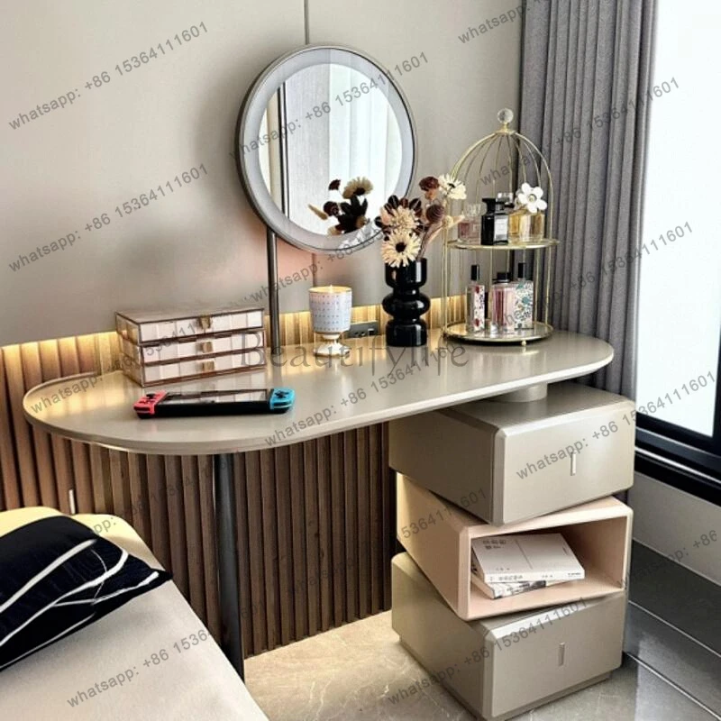 

Italian light luxury minimalist new makeup table dresser solid wood small apartment