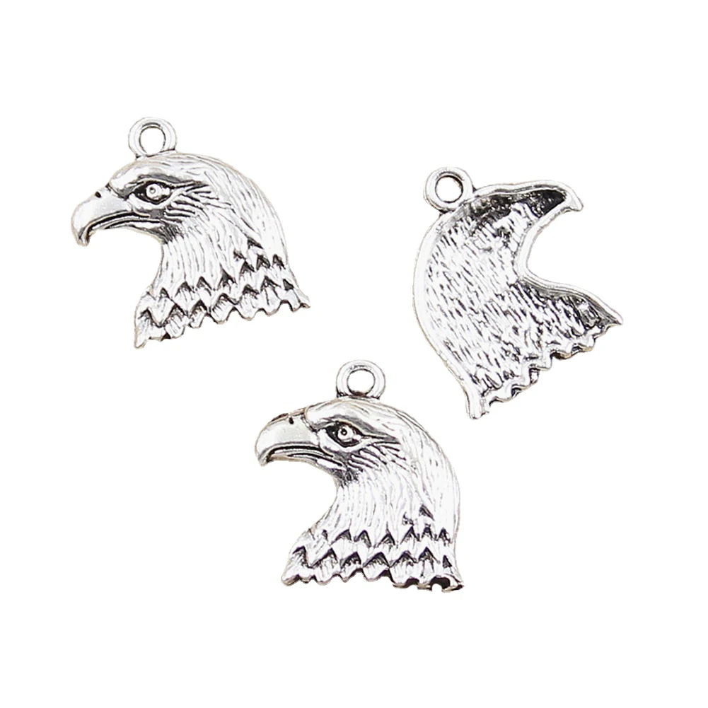 8pcs Charms Hawk Eagle 21x19mm Antique Silver Color Plated Pendants Making DIY Handmade Tibetan Silver Color Finding Jewelry