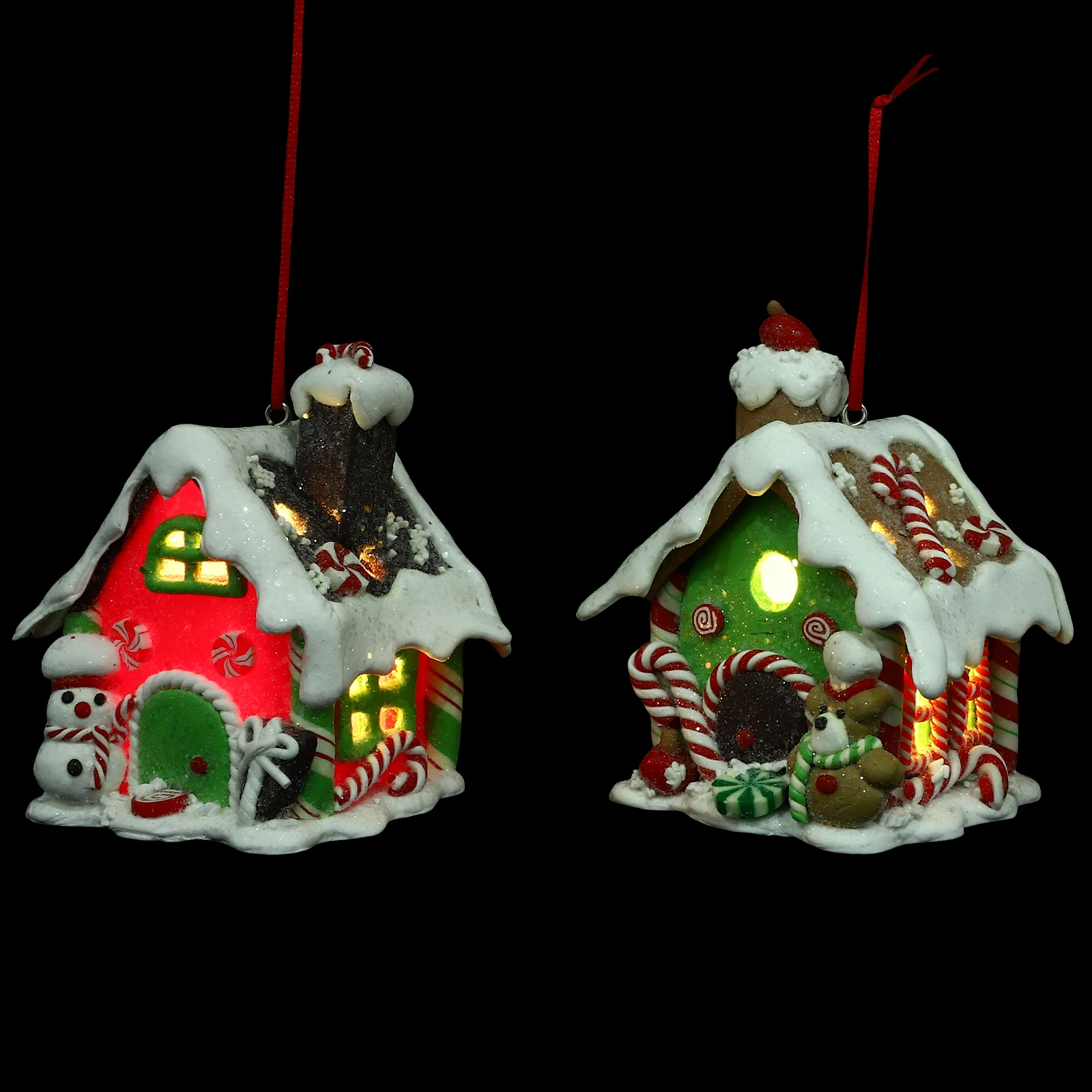 

2pcs Lighted Gingerbread Christmas Candy House Decor Mini Luminous Tabletop Gift For Xmas Party Home Decoration Supplies
