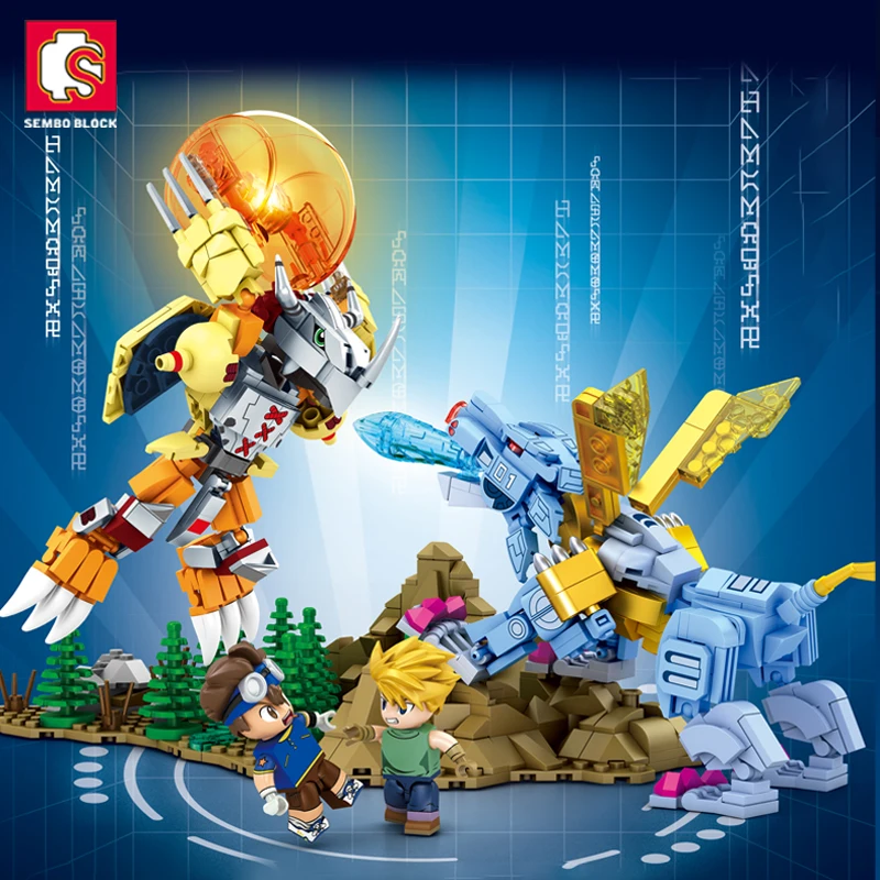 SEMBO BLOCK Digimon Adventure Anime Block Action Doll Model Garudamon Metal Greymon Children\'s Model Puzzle Toy Birthday Gift