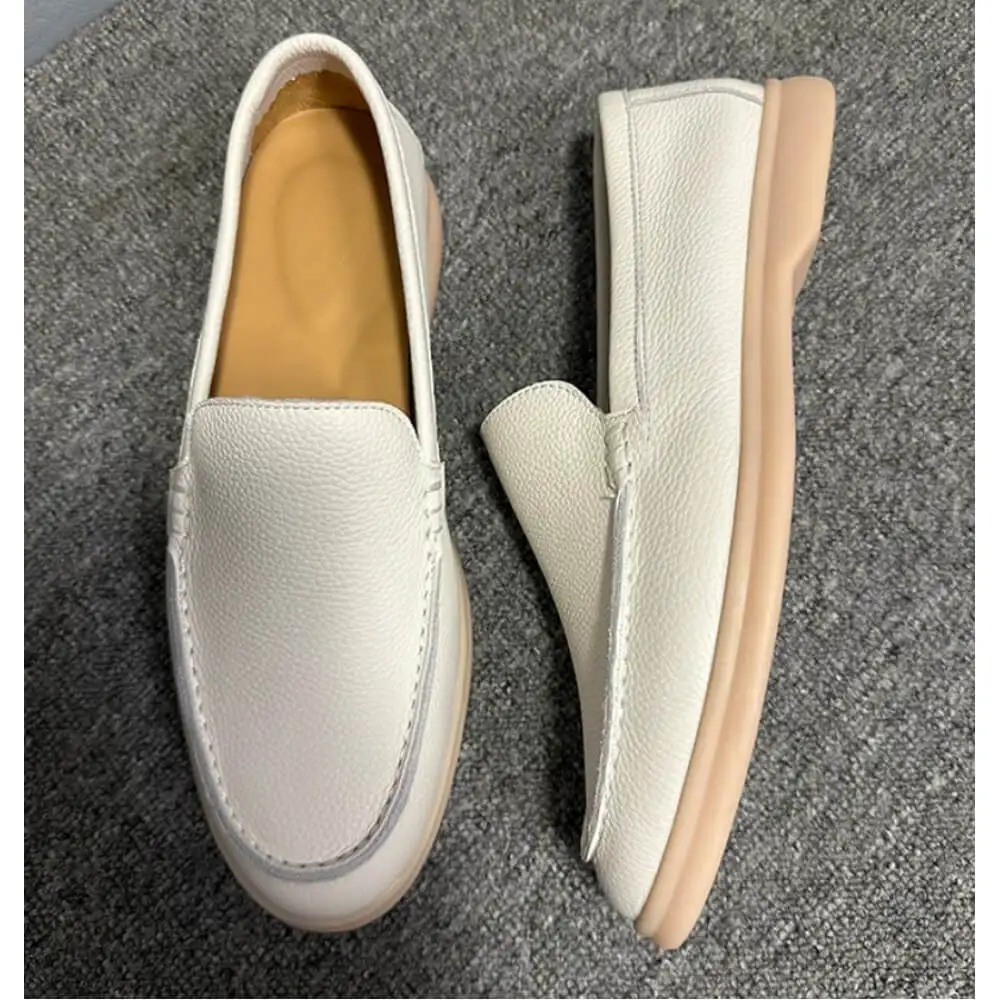 Premium Off-White Leather Venetian Loafers – Handcrafted Comfort, Effortless Elegance
