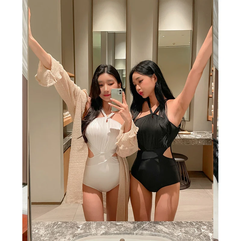 Elegant Fashion Sexy Harajuku Bikinis Women Slim Fit All Match Aesthetic Chic Swimwear Solid Sleeveless One Piece Female Clothes