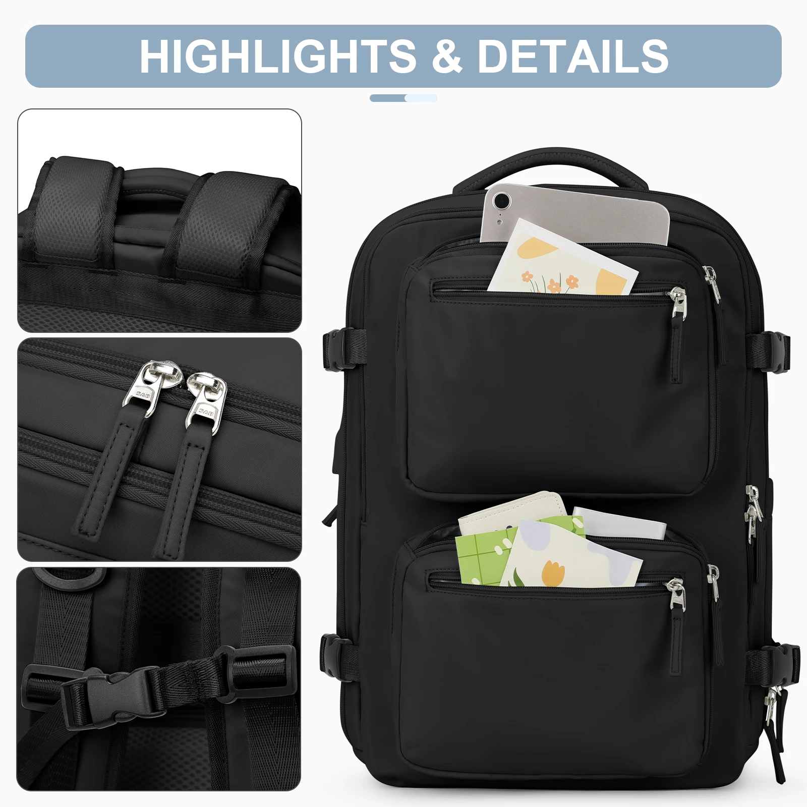 Men Travel Backpack High Quality New Multifunction Backpack Male Femal Laptop Backpack Easyjet 45x36x20 Cabin Bag Vacuum Daypack