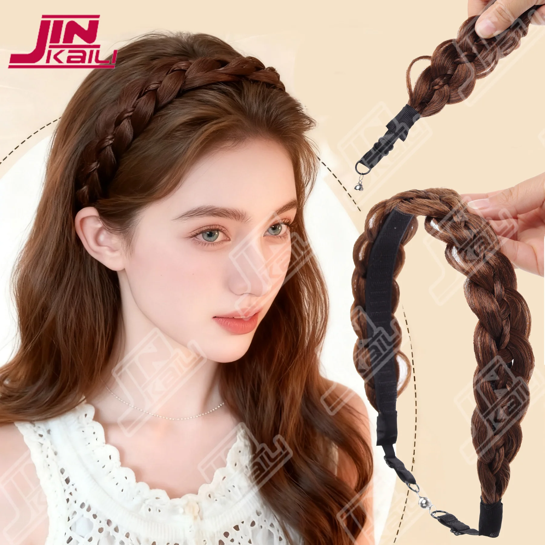JKL Synthetic Premium Adjustable Handmade Braided Elastic Band Hair Fashion Braiding Hair Headband Headwear For Women
