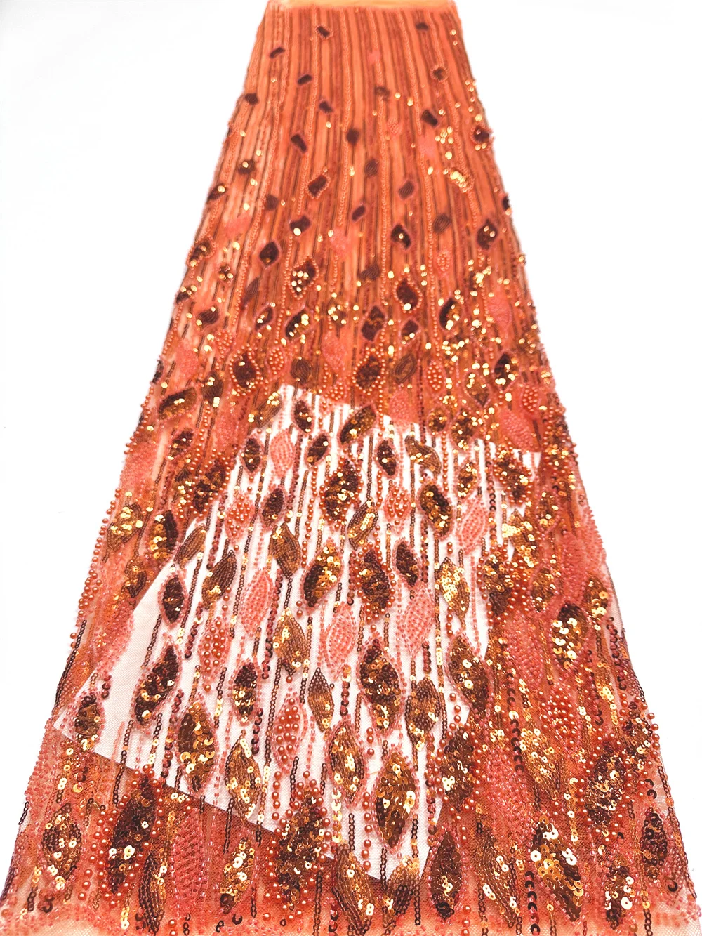 

Роскошная оранжевая африканская ткань из бисерного кружева с вышивкой и пайетками, французский тюль для свадебного платья в нигерийском стиле, 5 ярдов