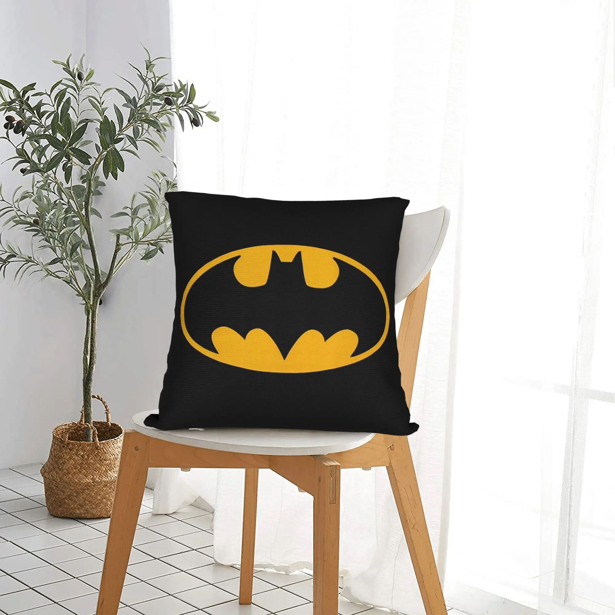 Batmans Logo Anime  Square Pillow Cases Cushion Covers Novelty Zippered Decor Pillowcase for Car 40*40cm