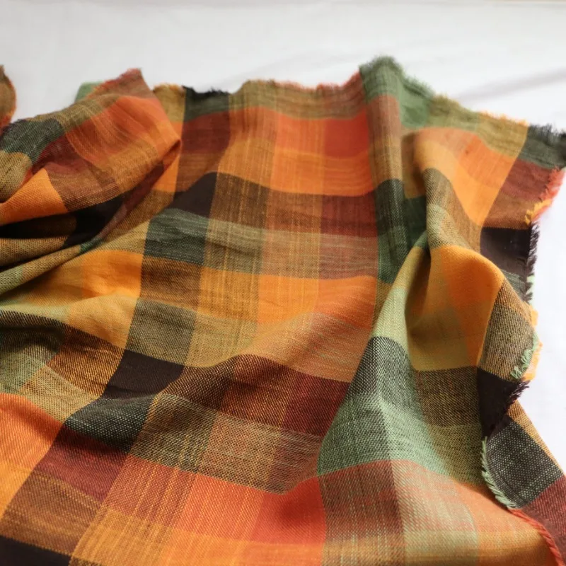 

Ткань для пошива одежды: 150x50 см, яркий оранжевый в клетку, разноцветный, из чистого хлопка, для платьев и рубашек