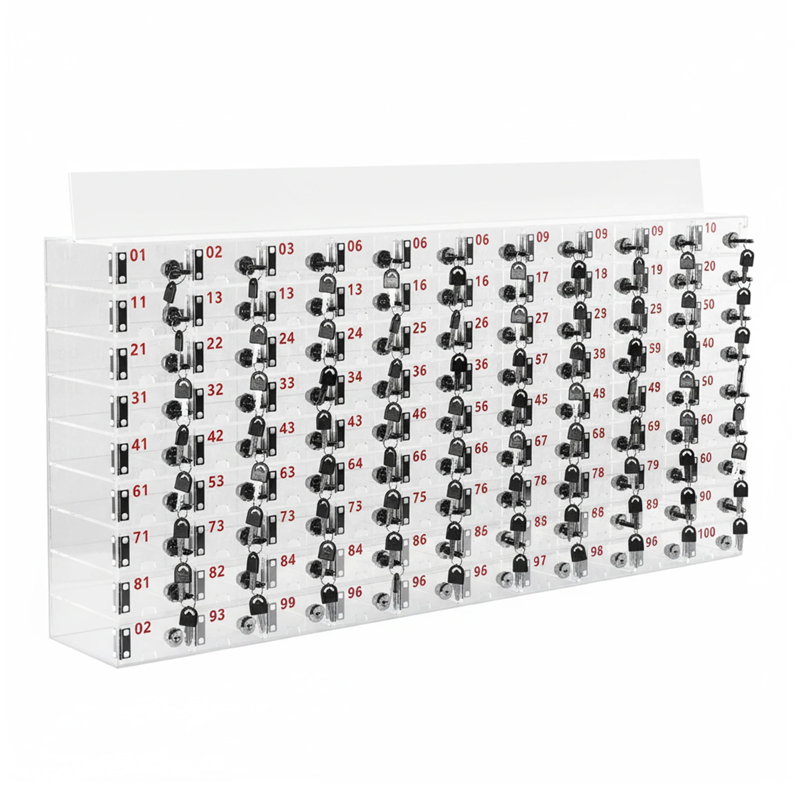 Caja de Seguridad para Teléfonos Celulares con 100 Compartimentos, Caja de Depósito Transparente de Acrílico para Teléfonos Móviles con Cerraduras y Llaves para Oficina o Fábrica