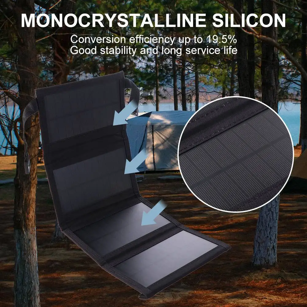 Waterproof 20W Foldable Solar Panel Kit Portable Environment Protection Foldable USB Solar Panel Foldable Design Sensitive