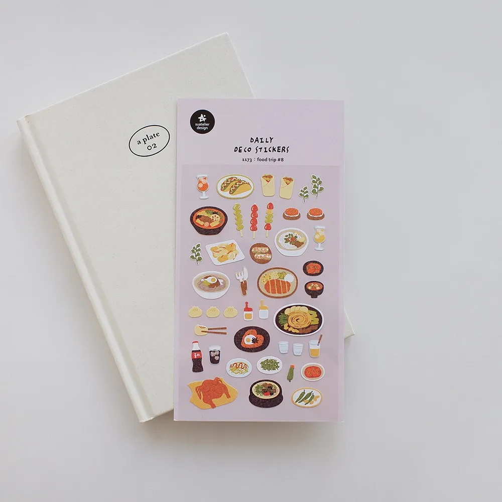 Korea Suatelier Food Trip 8 Sticker Chinese Light Meal Snack Journaling Planner Stickers Aesthetic Stationery Craft Supplies