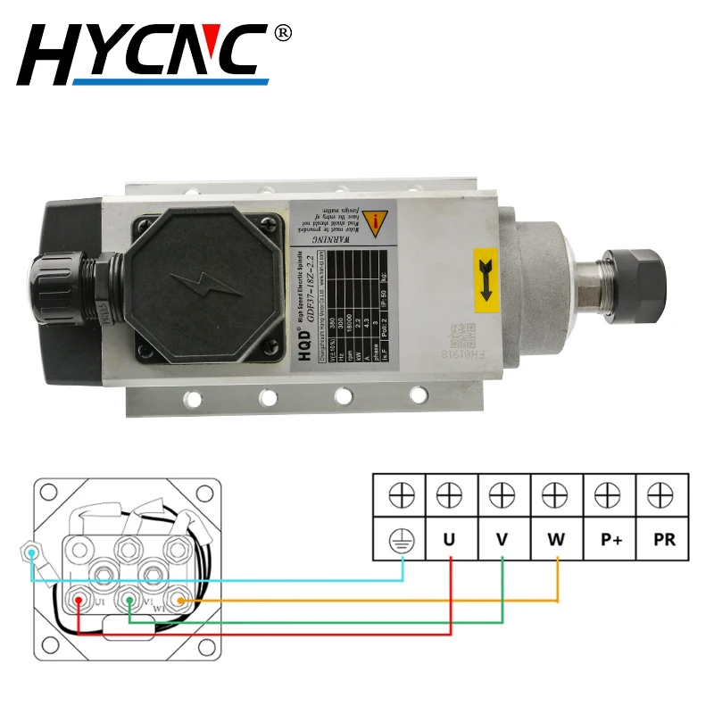 CNC空冷スピンドルモーター,er20,4ベアリング取り付けフランジ,サイドホール,ボール盤,2.2kw,220v