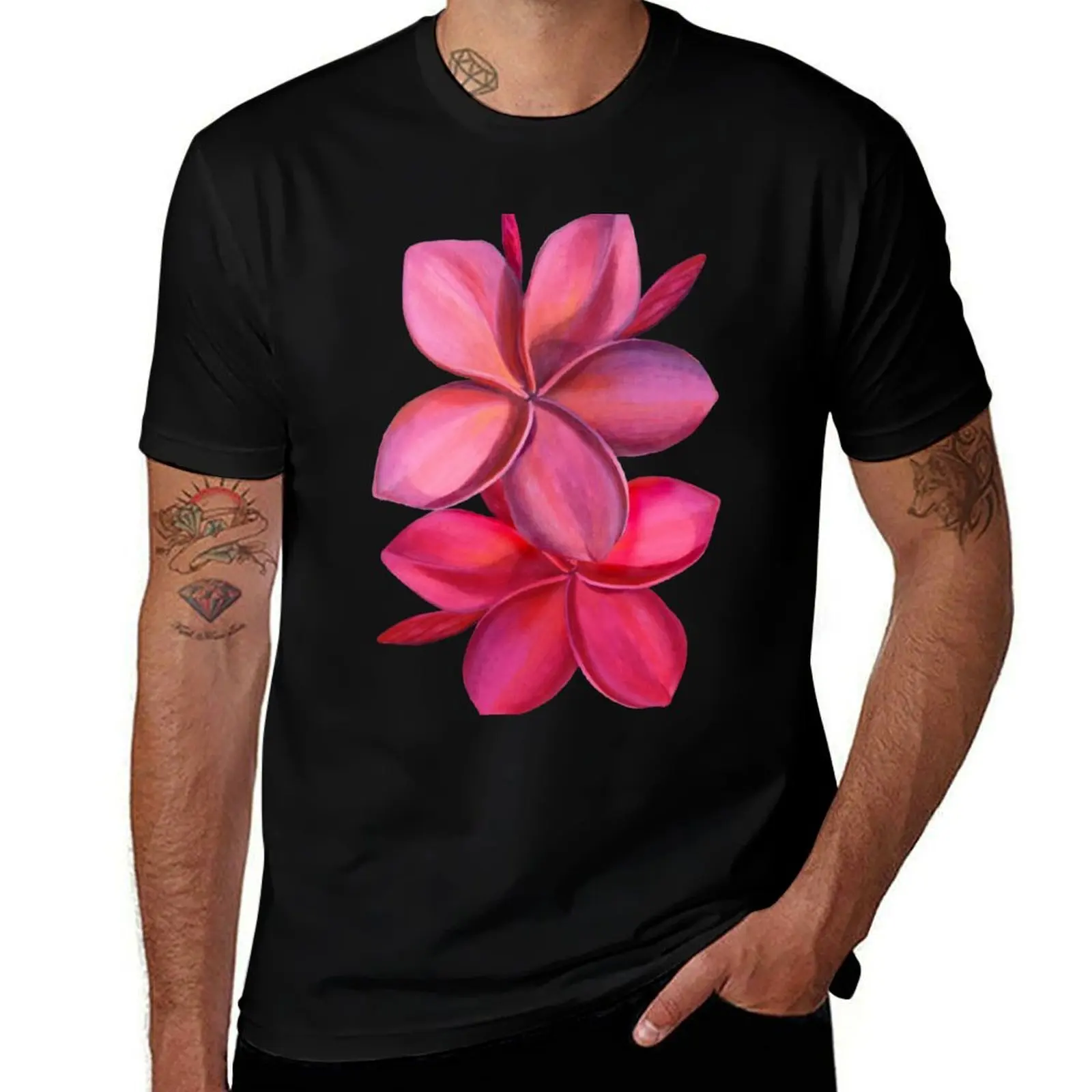 

Deep Pink Hawaiian Plumeria T-Shirt man graphic t shirt funny t shirts dark humor T-Shirt