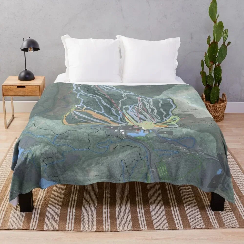 

Gunstock Mountain Resort Trail Map Throw Blanket Thins Furry Single Soft Big Blankets