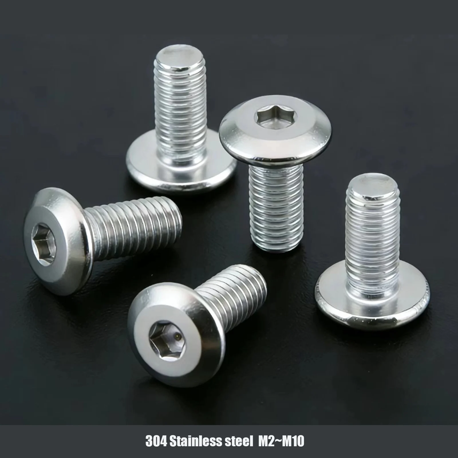 1/50x M2 M3 M4 M5 M6M8 M10 304 Stainless Steel Large Flat Hex Hexagon Socket Allen Head Furniture Rivet Screw Connect Joint Bolt