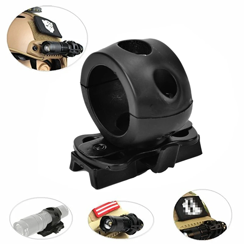 Quick Release Flashlight Clamp Holder Mount For Fast Helmet Universal (FAST, MICH, IBH, Etc. With Rail Helmet) 2.5Cm Diameter