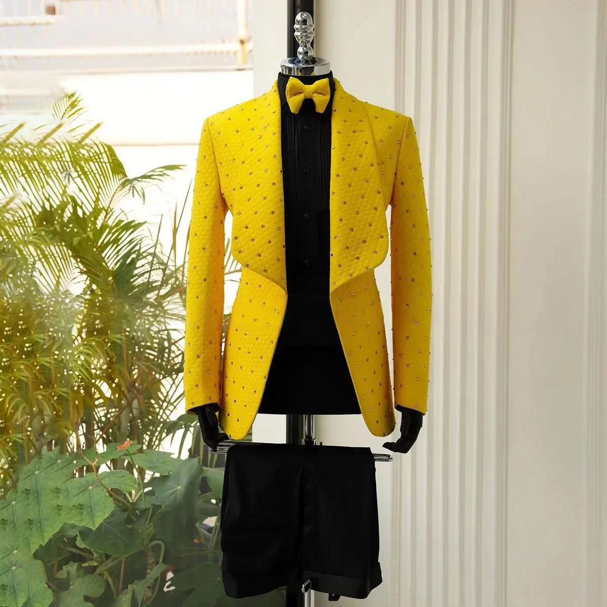 

Luxury Crystal Straight 2-piece Men's Suit Evening Dress Men's Stage Costume Temperament Prom Gowns Special Occasion Gowns