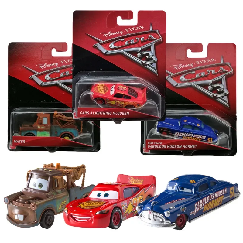 8cm Disney Pixar Cars Toy lightning McQueen Hudson Hornet Mater Boxed 1:55 alloy car Model Toy For Kid birthday Gift