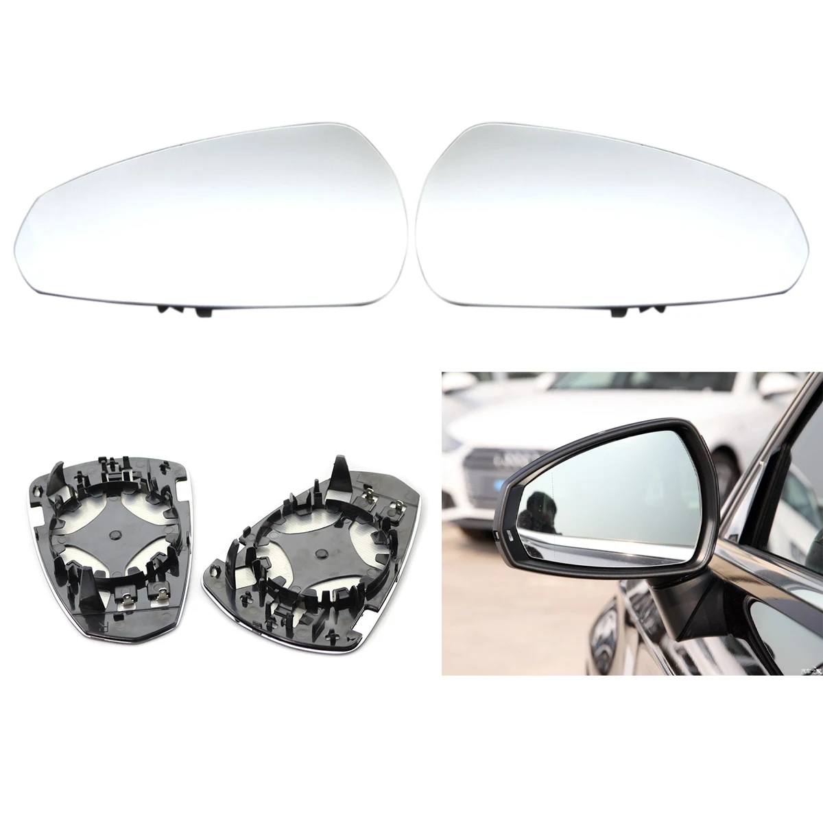 2Pcs for -Audi A3 S3 2014-2020 Wing Door Mirror Glass Heated 8V0857535D 8V0857536D