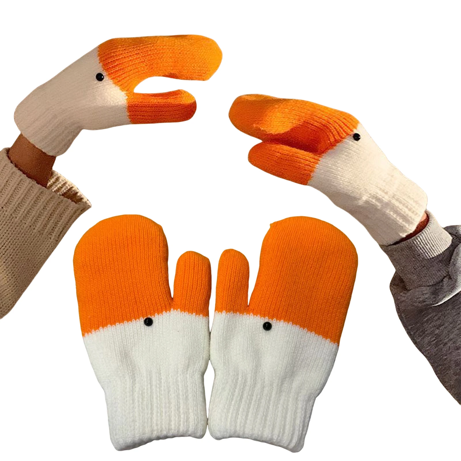 Christmas and New Year Cozy Funny Duck Cold-Proof Full Finger Animal Warm Mittens for Autumn and Winter Kawaii Swan Gloves