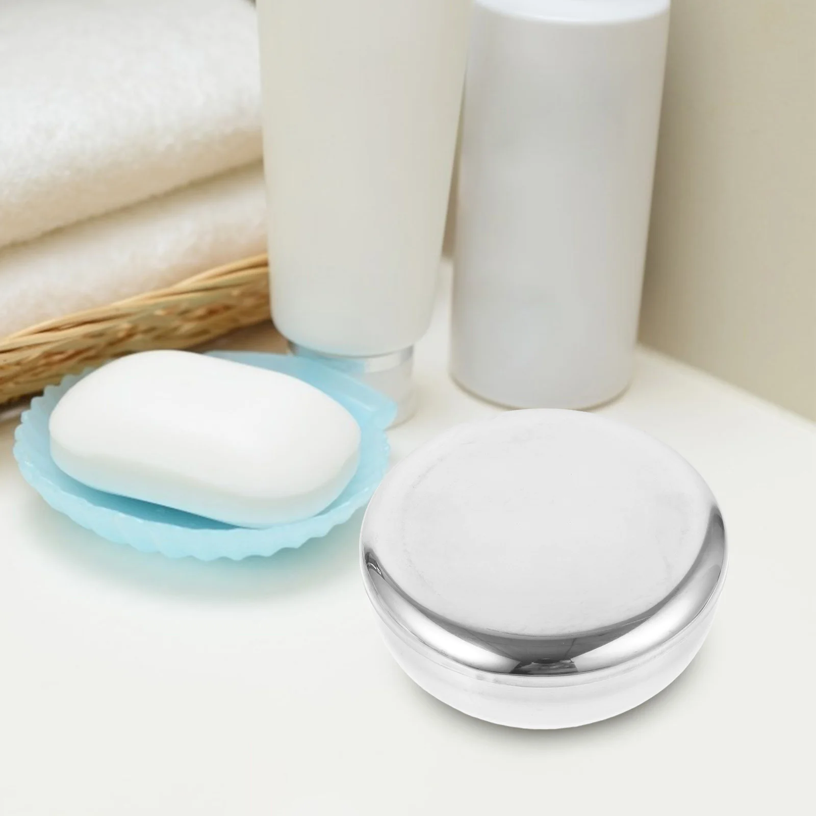 وعاء الحلاقة الفضي الفولاذ المقاوم للصدأ 52 مم × 73 مم تصميم محمول مدمج للرجال كوب صابون الحلاقة الكلاسيكي أداة تهذيب الفاخرة