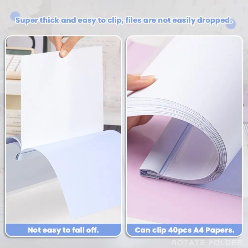 5PCS/Set PP A4 File Folder Rotating Rod High-capacity File Organizer Morandi/Macaron Color Loose Leaf Test Paper Clamp Business