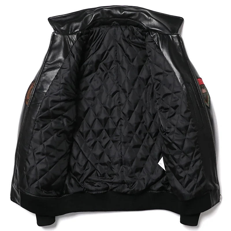 2025 New Embroidery Sheepskin Jacket Men\'s Natural Genuine Leather G1 Air Force Pilots Coat Thicken Warm Soft Clothes