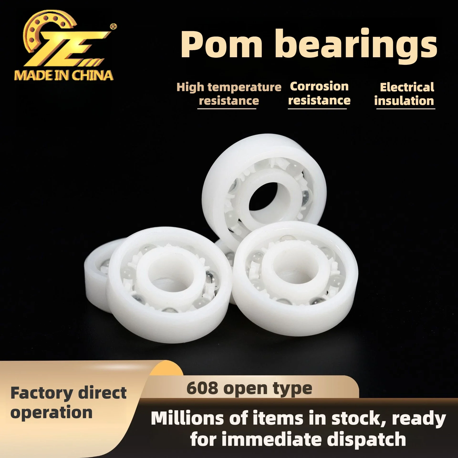 POM nylon plastic bearing 608 624 626 688 6200 fingertip gyro small waterproof acid and alkali resistant bearing