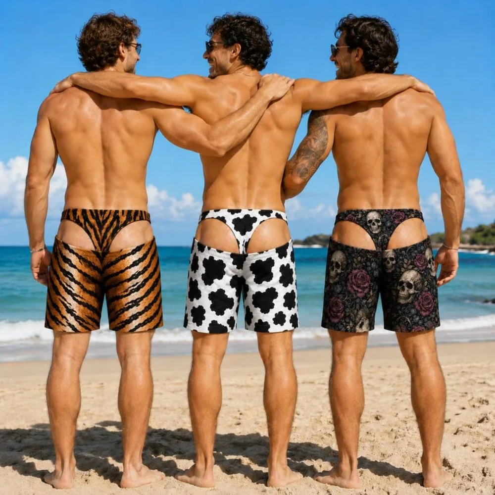 Fun Men's Swim Trunks, Quick Drying Tropical Style Shorts, Bachelor Party Gifts, Visual Illusions_Beach surfing shorts
