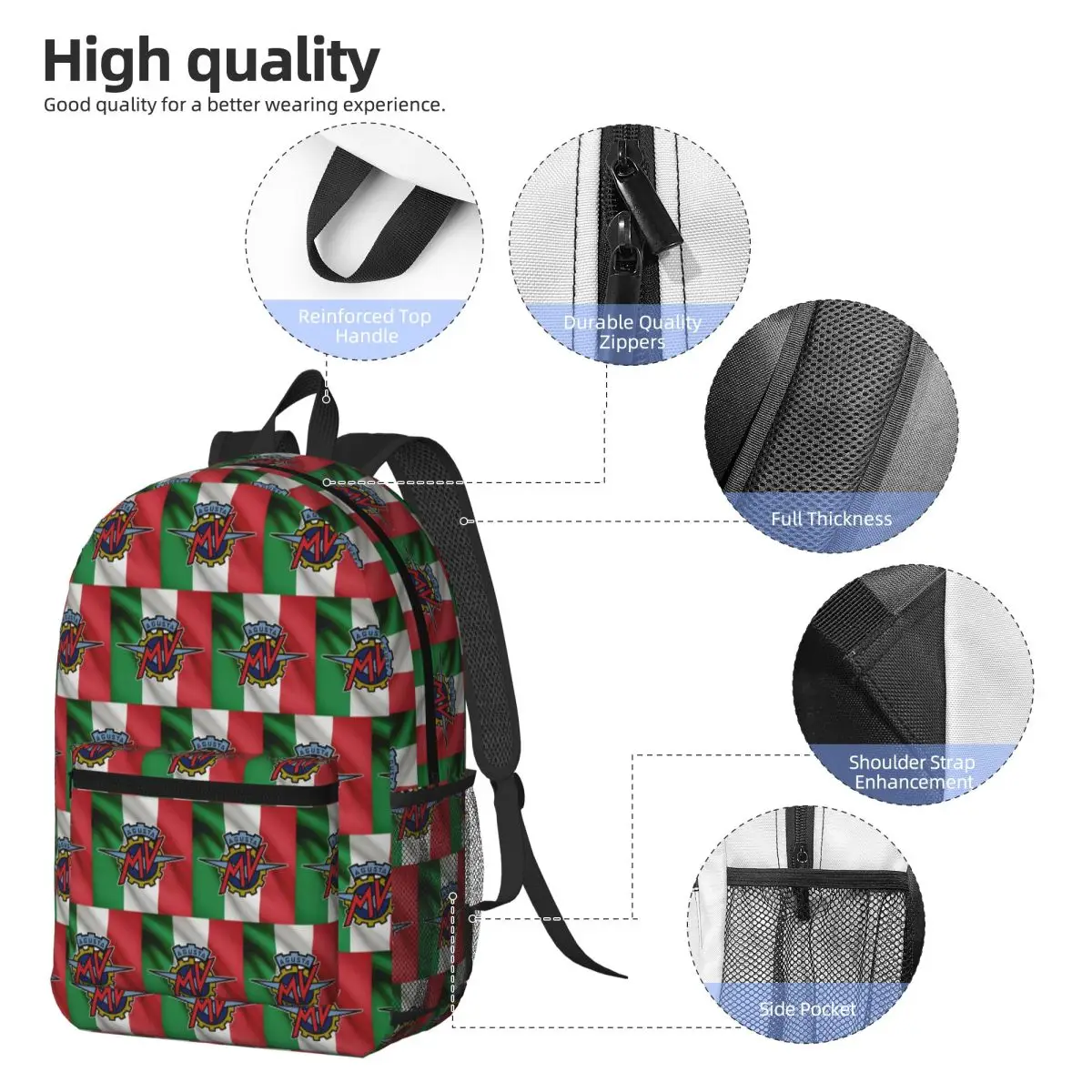Motorcycle Doormat MV Agusta Backpack Daypack Large Capacity Children BookBag School Bag Shoulder Bags for Men Women