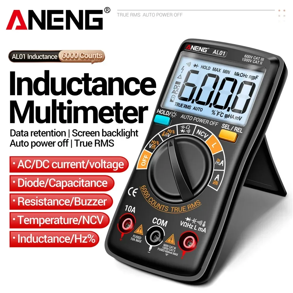 ANENG AL01 L multimetry cyfrowe indukcyjności True RMS NCV ręczny Tester 6000 zliczania prądu AC/DC rezystancja Ohm narzędzie