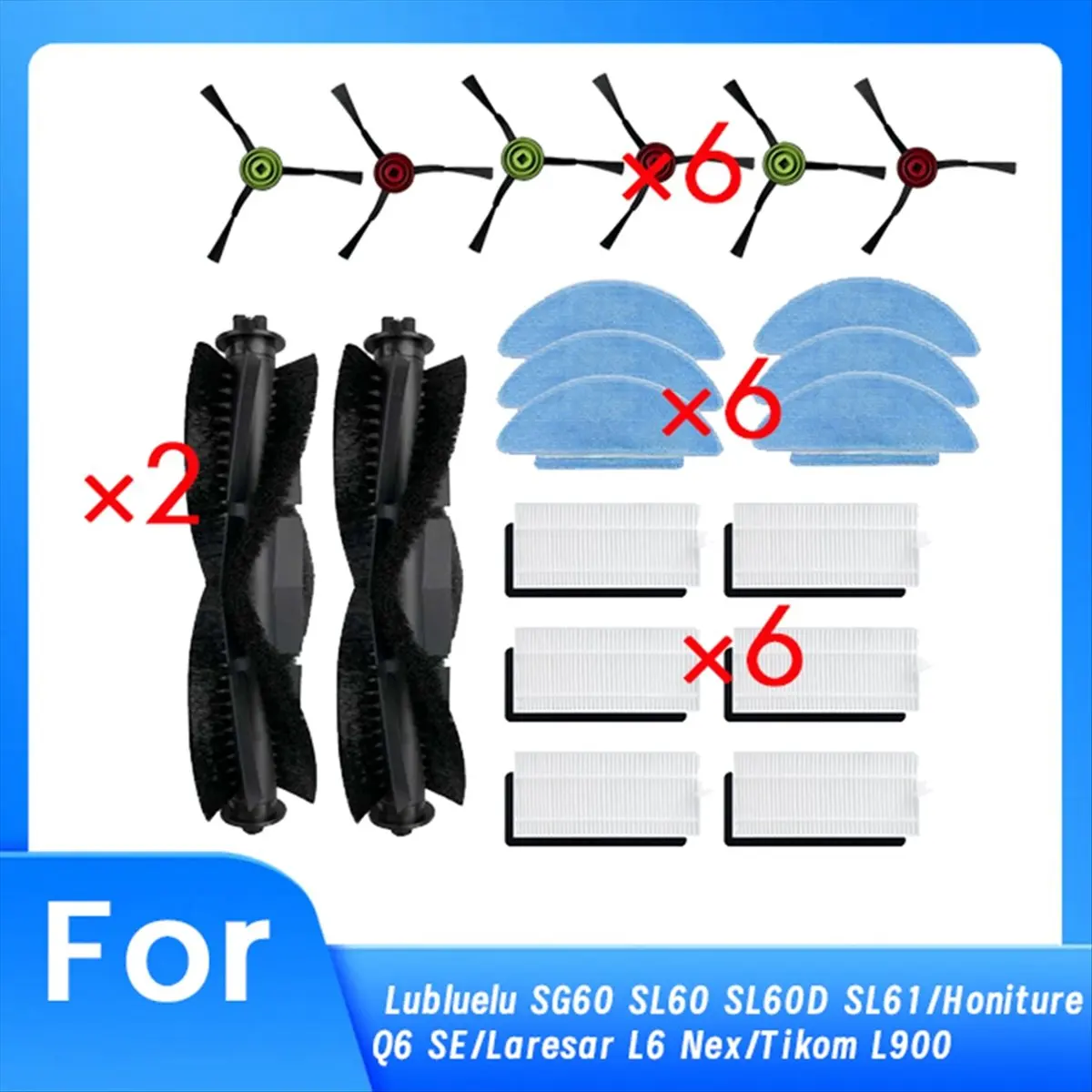 SHIP WITHIN 24 HOURS 20 Pcs for SG60 SL60 SL60D SL61/ Q6 SE/ L900 Sweeping Robot Cleaner Parts Replacement