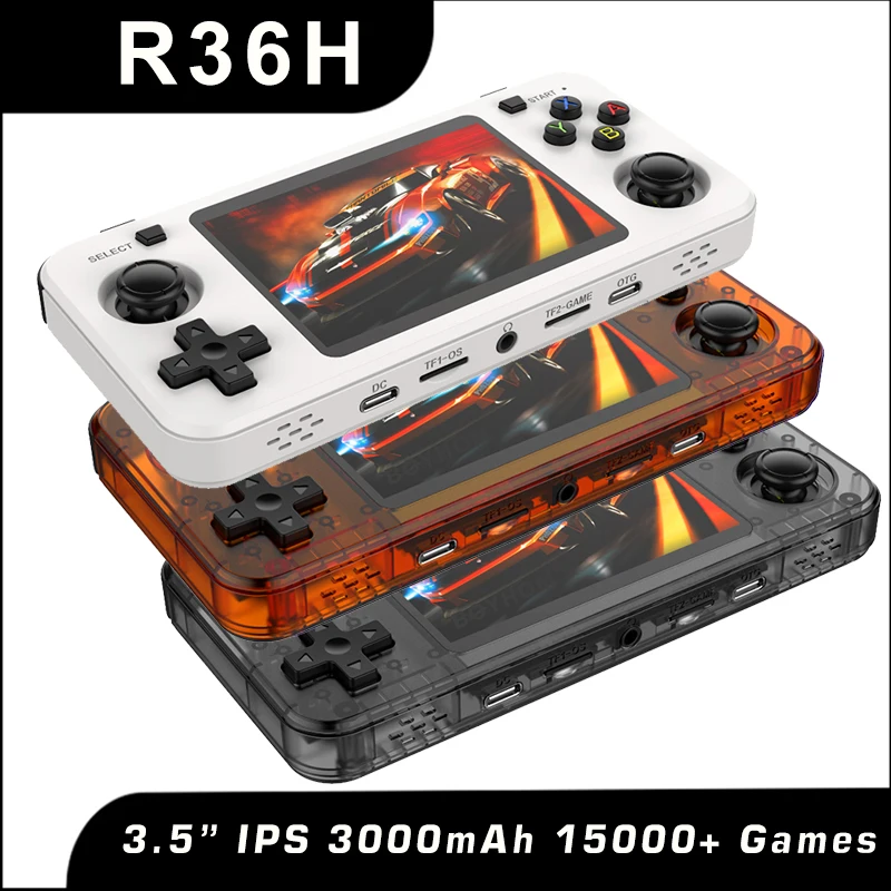 R36H 레트로 핸드헬드 콘솔, 오픈 소스 리눅스 시스템 게임 콘솔, 3.5 인치 IPS 스크린, 휴대용 비디오 플레이어, 크리스마스 선물 