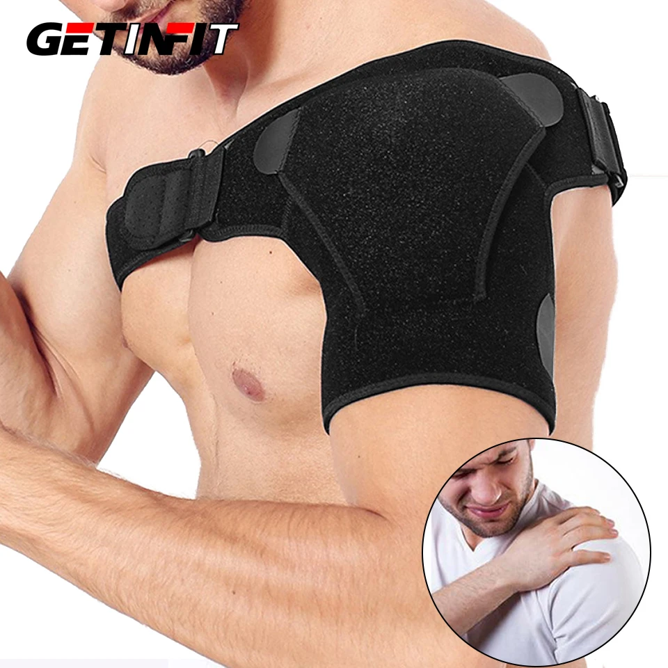 

Guard Strap Wrap Belt Band Pads Adjustable Breathable Gym Sports Care Single Shoulder Support Back Brace Black Bandage Men women