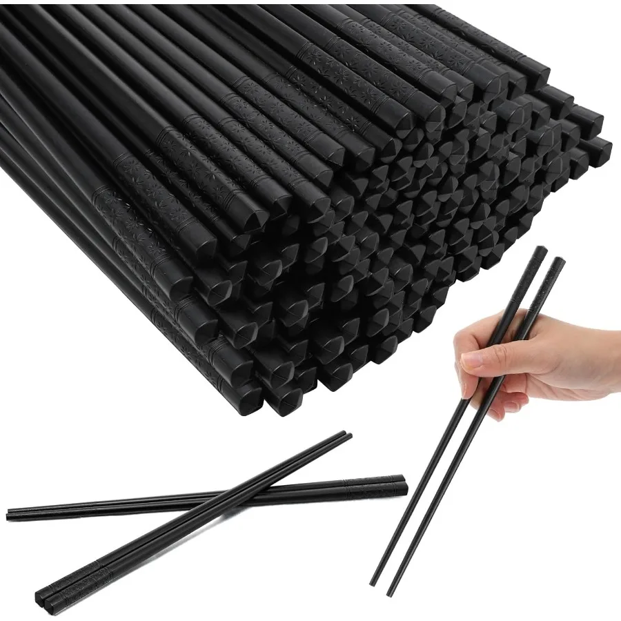 

Dandat 48 Pairs Fiberglass Reusable Chopsticks 9.5 Dishwasher Safe Black Cherry Chopsticks for Chinese Style Japanese Food Cook