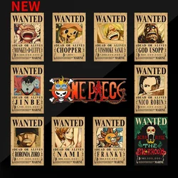 10Pcs/set Anime One Piece Vintage Posters Children Room Living Wall Decoration Cartoons Pirate Wanted Paintings Stickers Toys