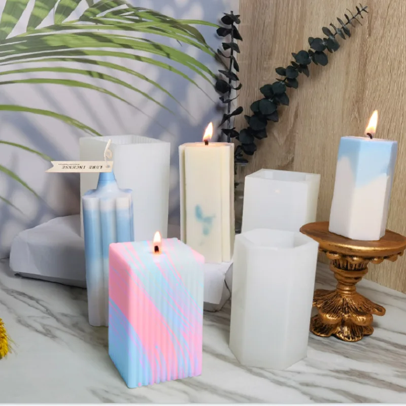 Square Aromatherapy Candle Silicone Mold DIY Geometric Shapes Diffuser Stone Handmade Soap Gypsum Resin Mould Home Decor