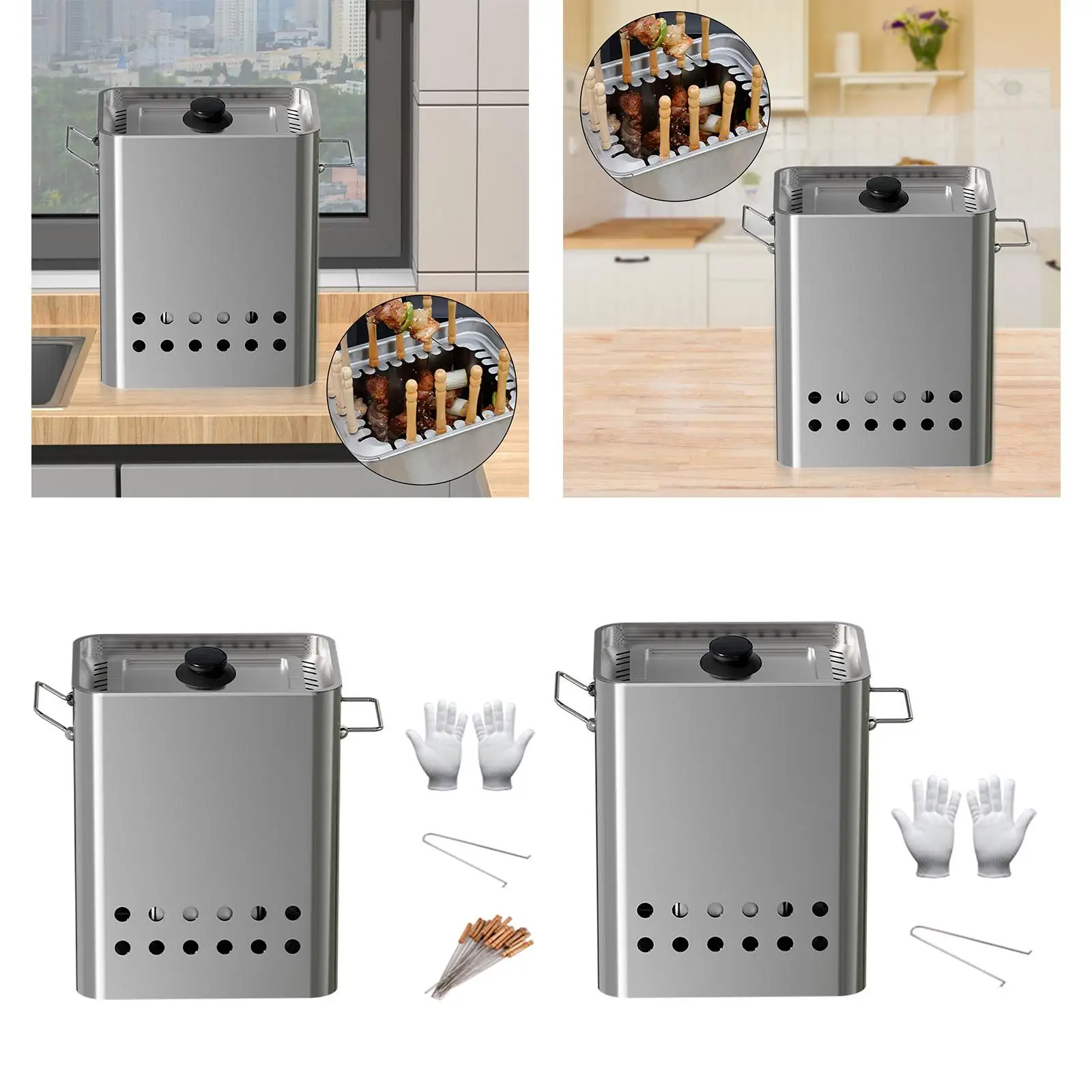 Barbecue Hanging Grill Kitchen Equipment Stainless Steel Smokeless Barrel for Tailgate Parties Garden Trailers Backyard Picnics