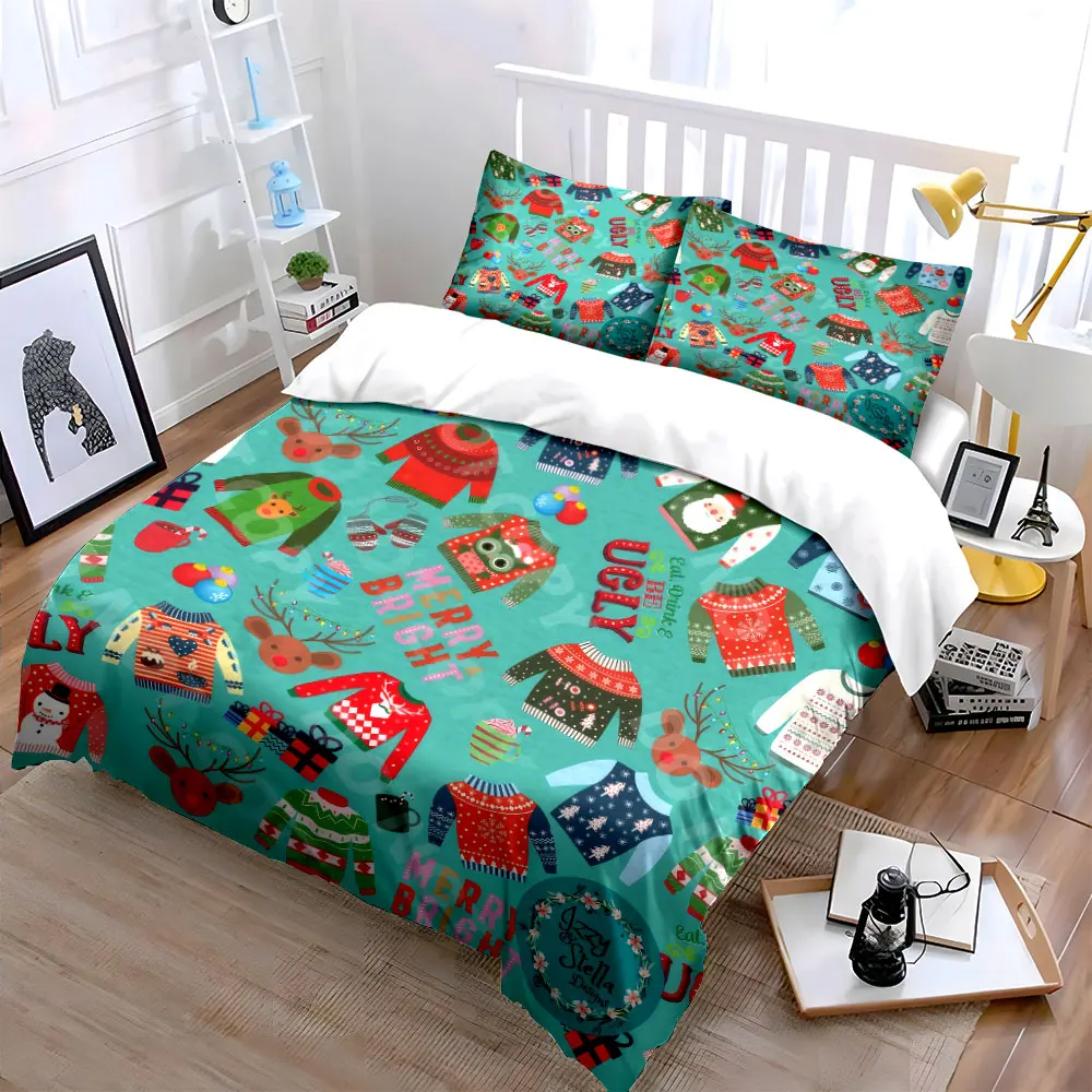 Christmas Sweater Set Holiday Décor Soft Skin-Friendly Bedding Set Includes 1 Duvet Cover And 2 Pillowcase, Gift