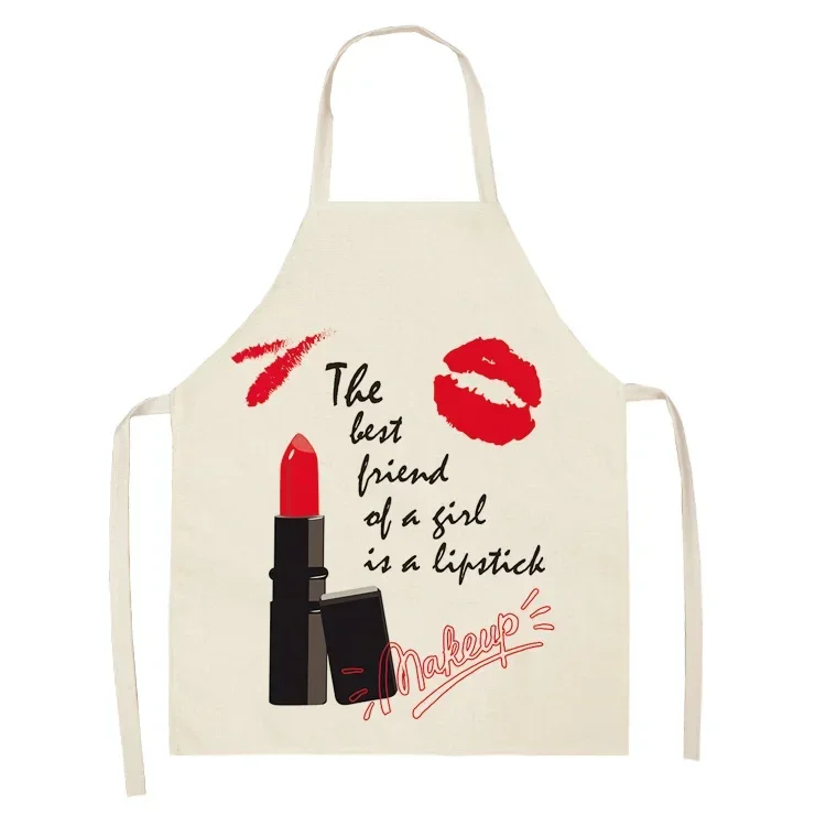 Nail Polish Lipstick Apron Kitchen Linen Aprons Bibs Household Cleaning for Aprons for Women Home Cooking Accessories Apron