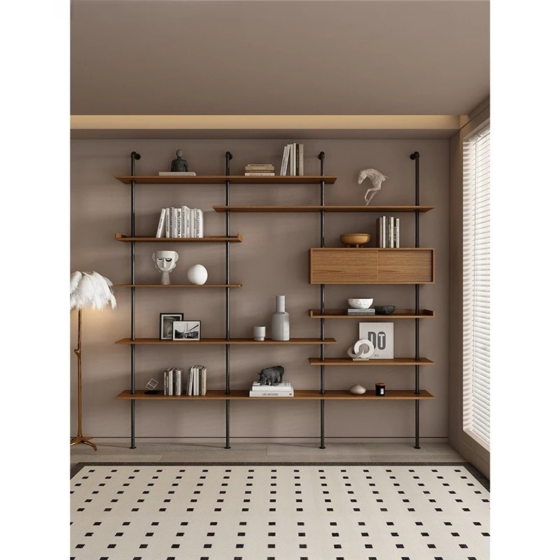 Shelf Integrated Whole Wall Living Room Solid Wood Baffle Adjustable Display Rack Office Storage Rack Figure Finishing Rack